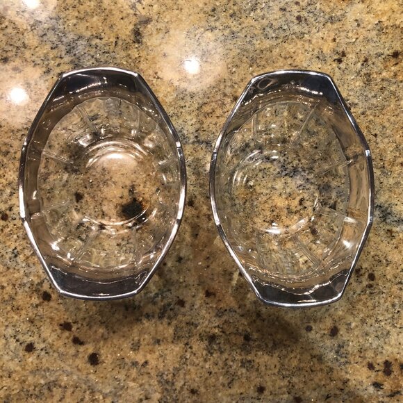 Pair Of Heisey Cut Glass Bowls With Sterling Silver Overlay - Picture 4 of 7